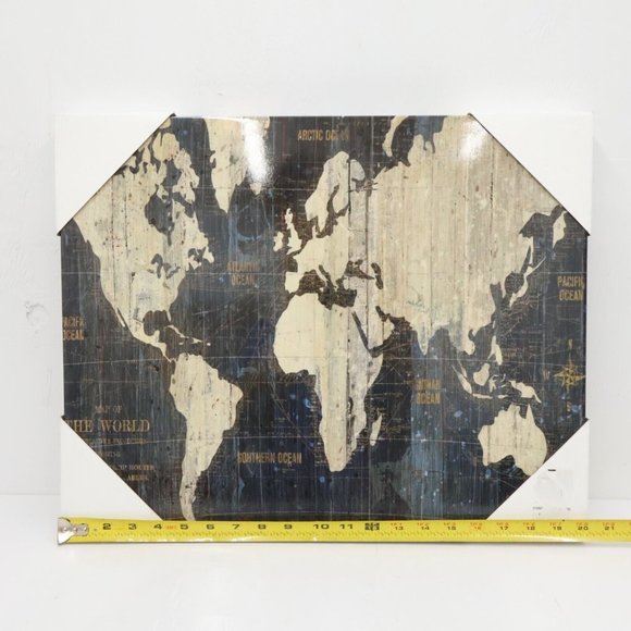 Old World Style Map on Canvas Print Glossy Finish Frameless Design 20x16in - Picture 5 of 6